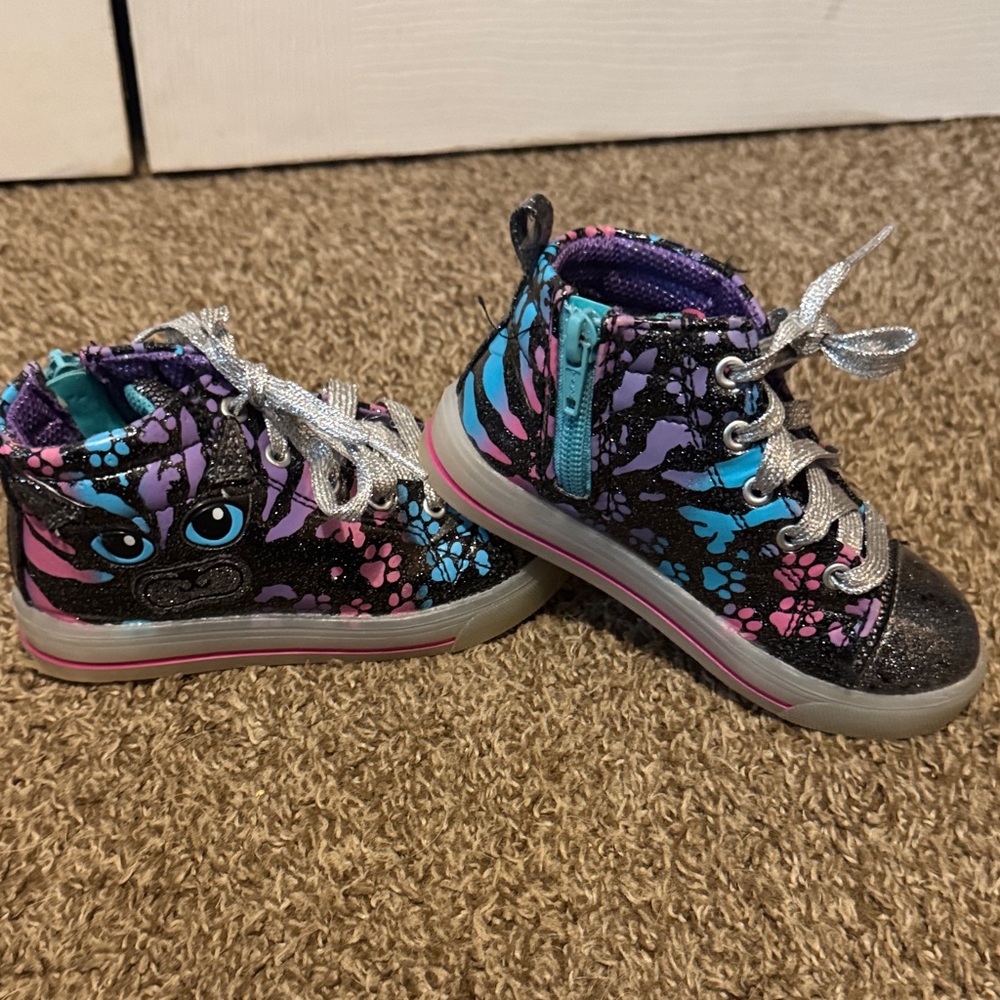 Athletic Works Kids Black and Purple Glitter Sneakers